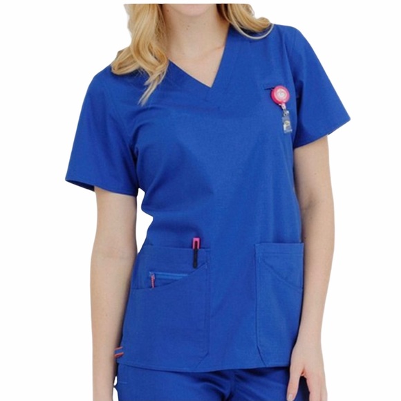 Peaches Uniforms Tops - Life Is Peachy Royal Blue V-Neck Scrub Top